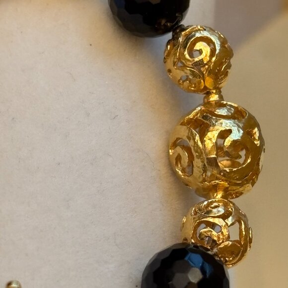 B Italy Bronzo Italia Gold Plated Black Crystal Bracelet - Picture 5 of 11